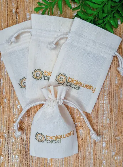 50 Saq de Algodão Cru Personalizados c/ Bbd - 10 x 7cm