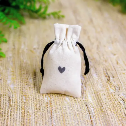 50 Saq. de Algodão Cru Personalizados c/ Babado - 5 x 7cm