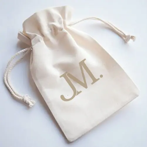 50 Saq. de Algodão Cru Personalizados c/ Babado- 9 x 12cm