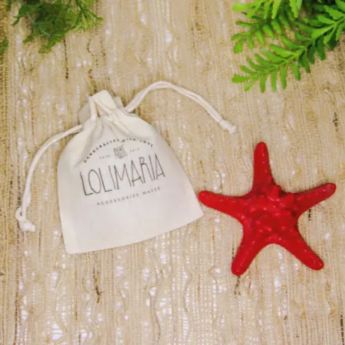 50 Saq. de Algodão Cru Personalizados c/ Babados - 10 x 10cm