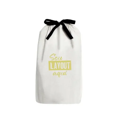 50 Saq. de Algodão Cru Personalizados c/ Fita - 15 x 40cm