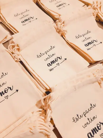 50 Saquinhos de Algodão Cru Personalizados - 10 x 7cm