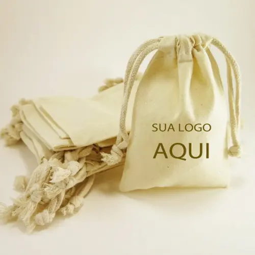 50 Saquinhos de Algodão Cru Personalizados - 10 x 7cm