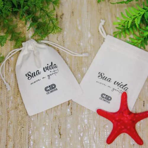 50 Saquinhos de Algodão Cru Personalizados - 12 x 15cm