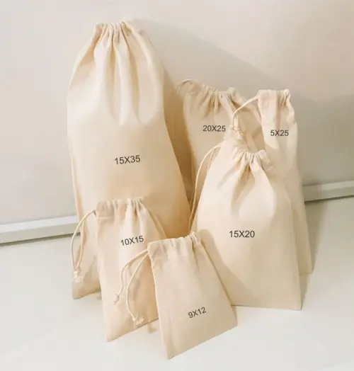 50 Saquinhos de Algodão Cru Personalizados - 30 x 35 cm