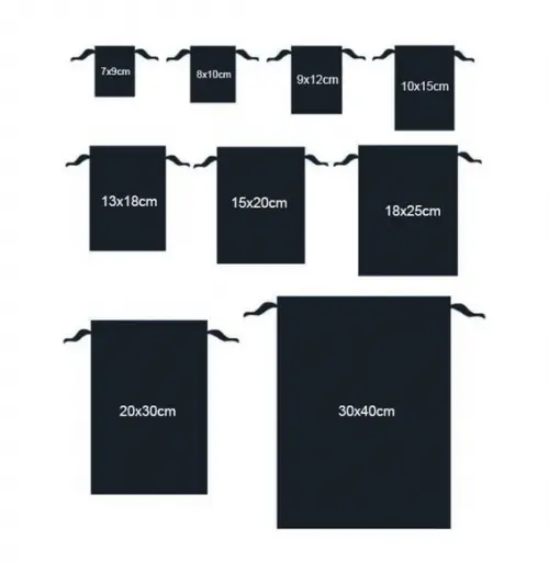 50 Saquinhos em Algodão Preto Personalizados - 10 x 15cm