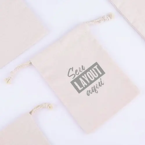 50 Saquinhos em Algodão Cru Personalizados - 10 x 15cm