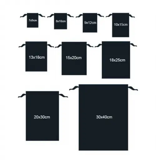 50 Saquinhos em Algodão Preto Personalizados - 15 x 20cm