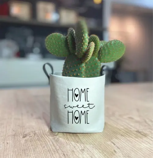 Cachepot Home Pequeno c/ Alças em Couro Ecológico - Chp1222