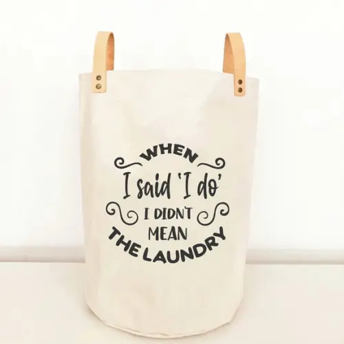 Cesto Laundry em Lona c/ Alças em Couro Ecológico - Ce125