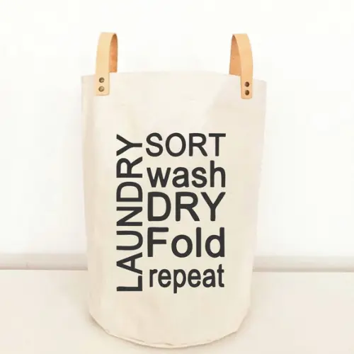 Cesto Laundry em Lona c/ Alças em Couro Ecológico - Ce123