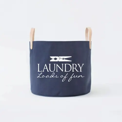 Cesto Laundry em Lona c/ Alças em Couro Ecológico - Occ04