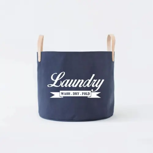 Cesto Laundry em Lona c/ Alças em Couro Ecológico - Occ07