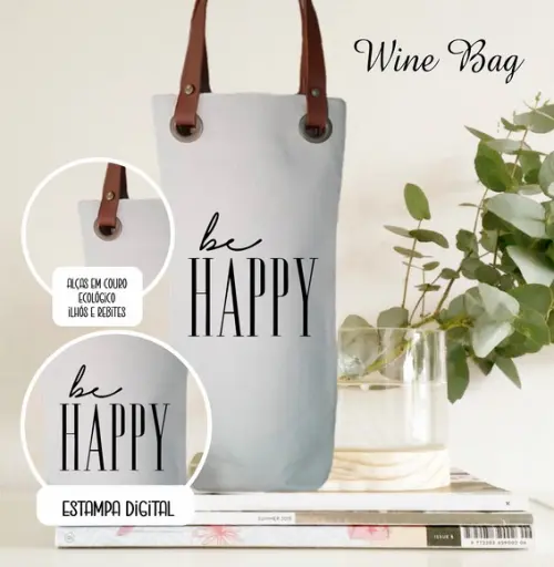 Wine Bag em Algodão e Alças Couro Ecológico - Wb296