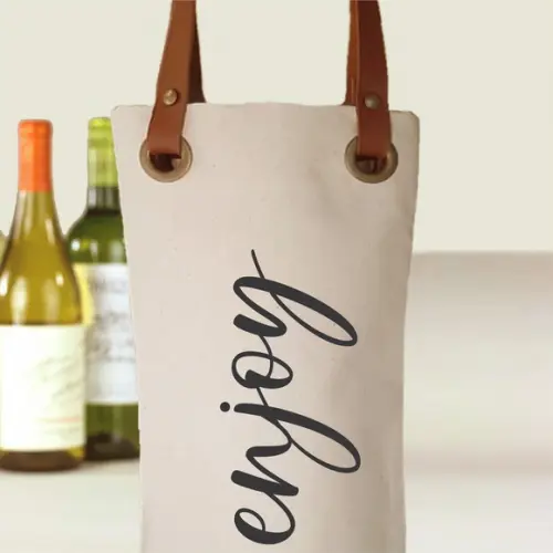 Wine Bag em Algodão e Alças Couro Ecológico - Wb295