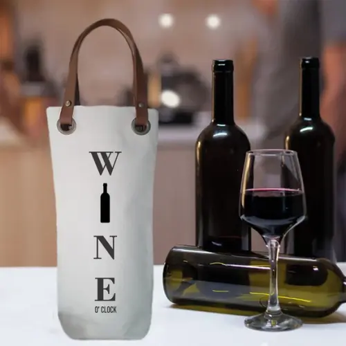 Wine Bag em Algodão e Alças Couro Ecológico - Wb298
