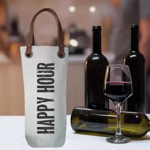 Wine Bag em Algodão e Alças Couro Ecológico - Wb306