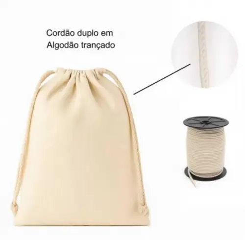 Saco 20x25cm Algodão Crú - sem Impressão