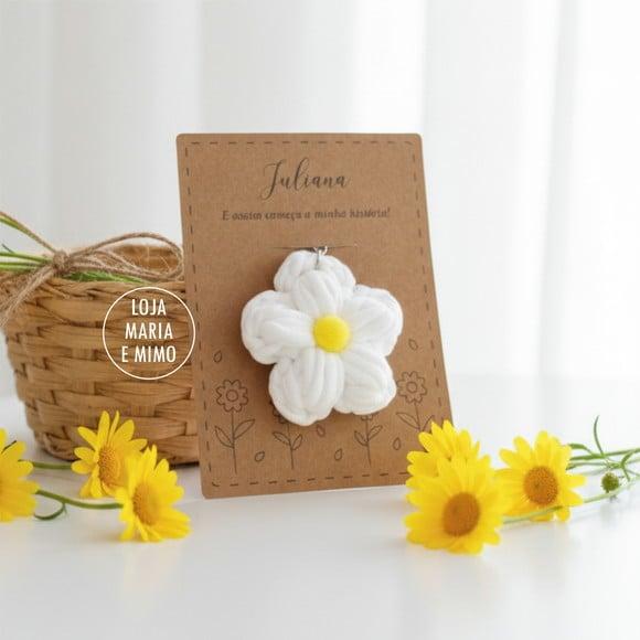 Chaveiro Flor de Crochê - Lembrancinha Margarida