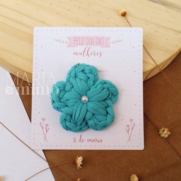 Lembrancinha Dia das Mulheres Flor - Chaveiro Flor de Crochê