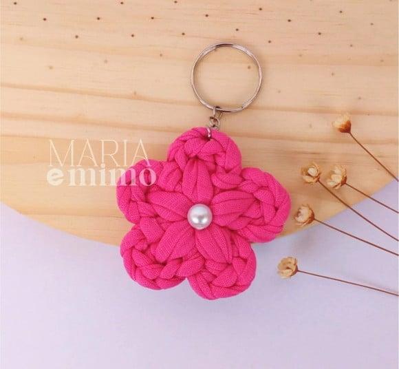 Lembrancinha Dia das Mulheres - Chaveiro Flor de Crochê