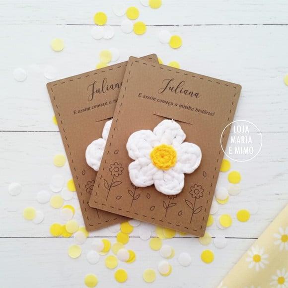 Lembrancinha Flor - Chaveiro Margarida de Crochê