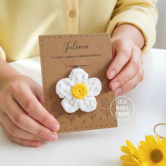Lembrancinha Flor - Chaveiro Margarida de Crochê