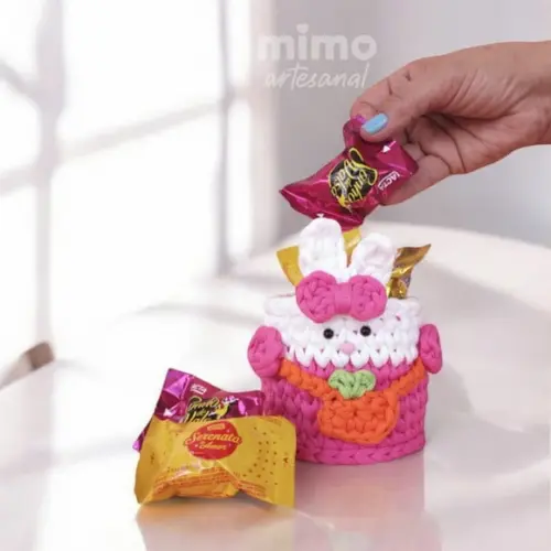 Cestinho de Páscoa - Lembrancinha Coelho de Croche