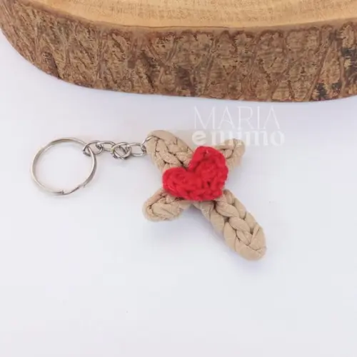 Chaveiro Cruz de Crochê - Crucifixo de Crochê