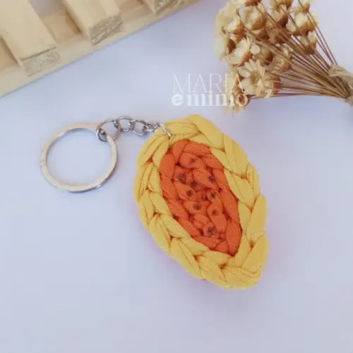 Chaveiro Mamão, Lembrancinha Fruta de Crochê