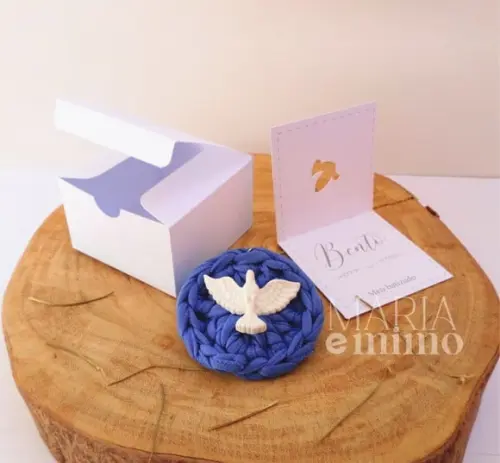 Lembrancinha Batizado Chaveiro Espirito Santo com Caixinha