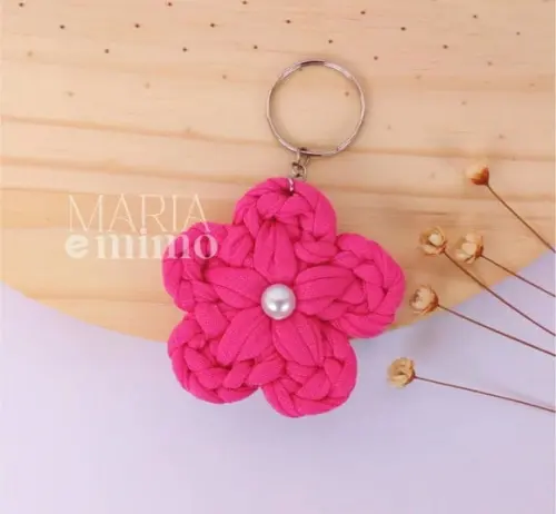 Lembrancinha Dia das Mães - Chaveiro Flor de Crochê
