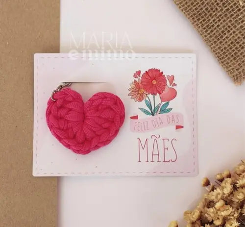 Lembrancinha Dia das Mães, Presente Chaveiro Coração