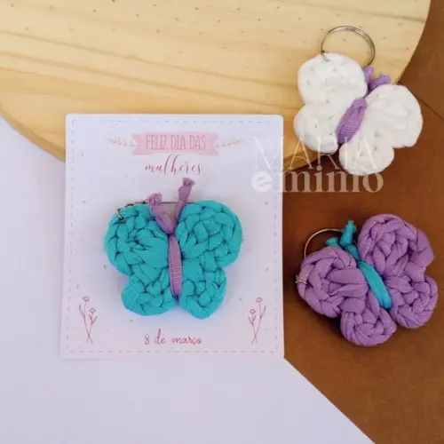 Lembrancinha Dia das Mulheres - Chaveiro Borboleta de Crochê