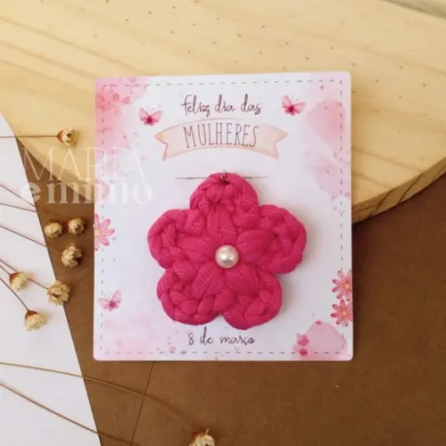Lembrancinha Dia das Mulheres - Chaveiro Flor de Crochê