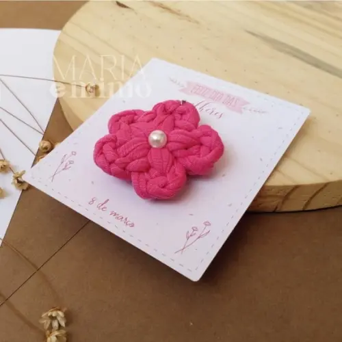 Lembrancinha Dia das Mulheres Flor - Chaveiro Flor de Crochê