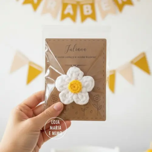 Lembrancinha Flor - Chaveiro Margarida de Crochê
