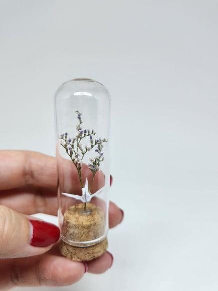 Vidrinho Floral com Mini Tsuru - Ideal para Lembrancinha