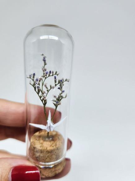 Vidrinho Floral com Mini Tsuru - Ideal para Lembrancinha