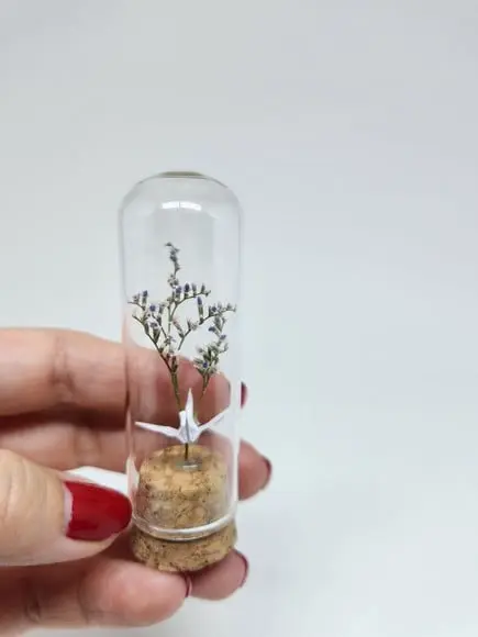 Vidrinho Floral com Mini Tsuru - Ideal para Lembrancinha