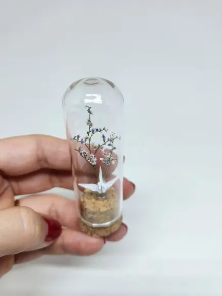 Vidrinho Floral com Mini Tsuru - Ideal para Lembrancinha