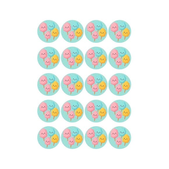 Adesivo Personalizado Latinha 5cm Algodão Doce