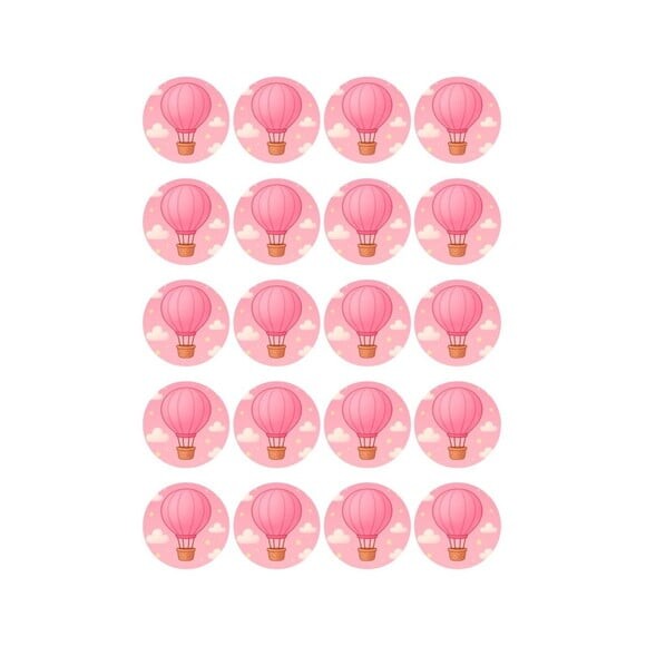 Adesivo Personalizado Latinha 5cm Balão de Ar Rosa