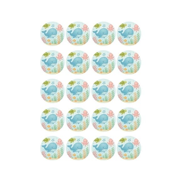 Adesivo Personalizado Latinha 5cm Baleia Aquarela