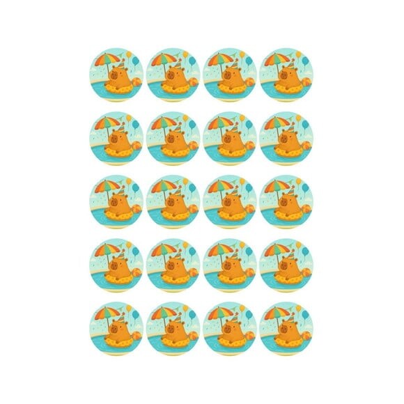 Adesivo Personalizado Latinha 5cm Capivara Pool Party