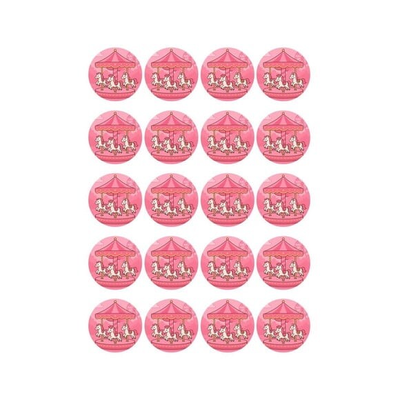 Adesivo Personalizado Latinha 5cm Carrossel Rosa