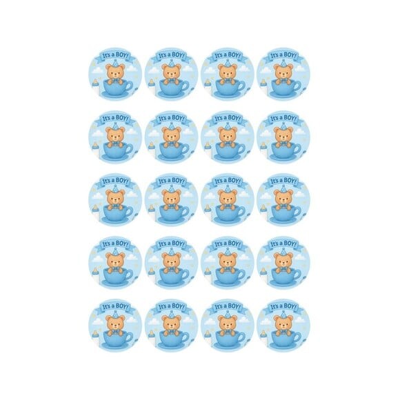 Adesivo Personalizado Latinha 5cm Chá de Bebê Menino