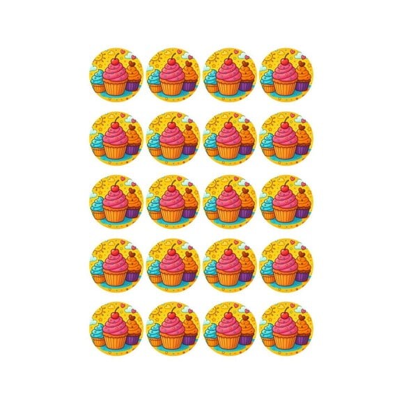 Adesivo Personalizado Latinha 5cm Cupcakes