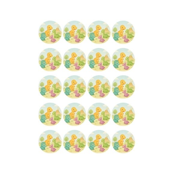 Adesivo Personalizado Latinha 5cm Dinossauros Baby