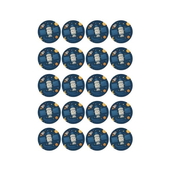Adesivo Personalizado Latinha 5cm Estação Espacial